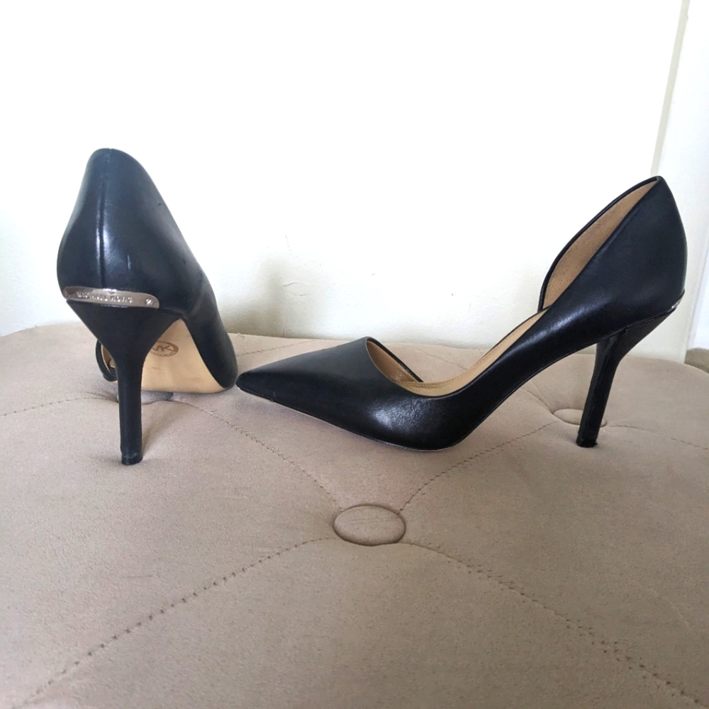Michael Kors Black Leather Pointed Toe Heels